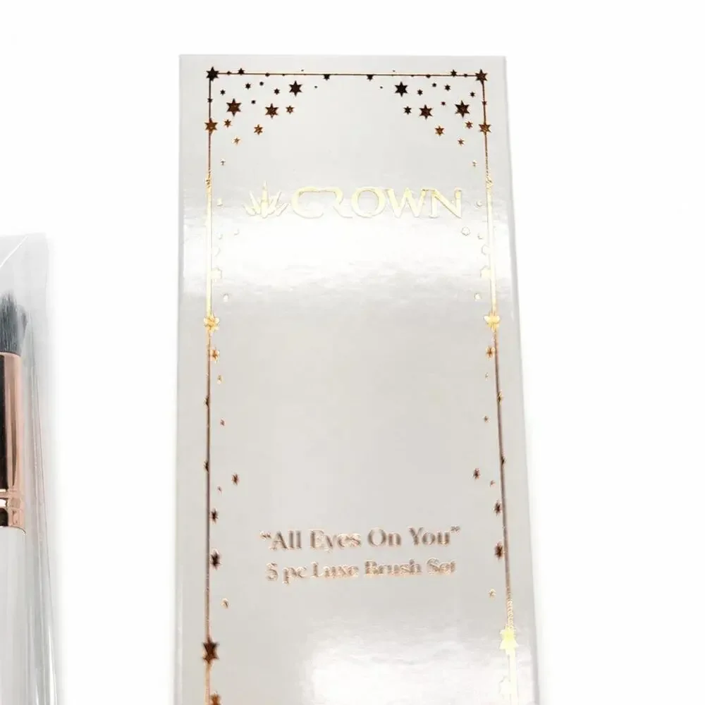 Crown All Eyes On You 5pc Luxe Eye Brush Set Vegan Cruelty-Free White Rose Gold